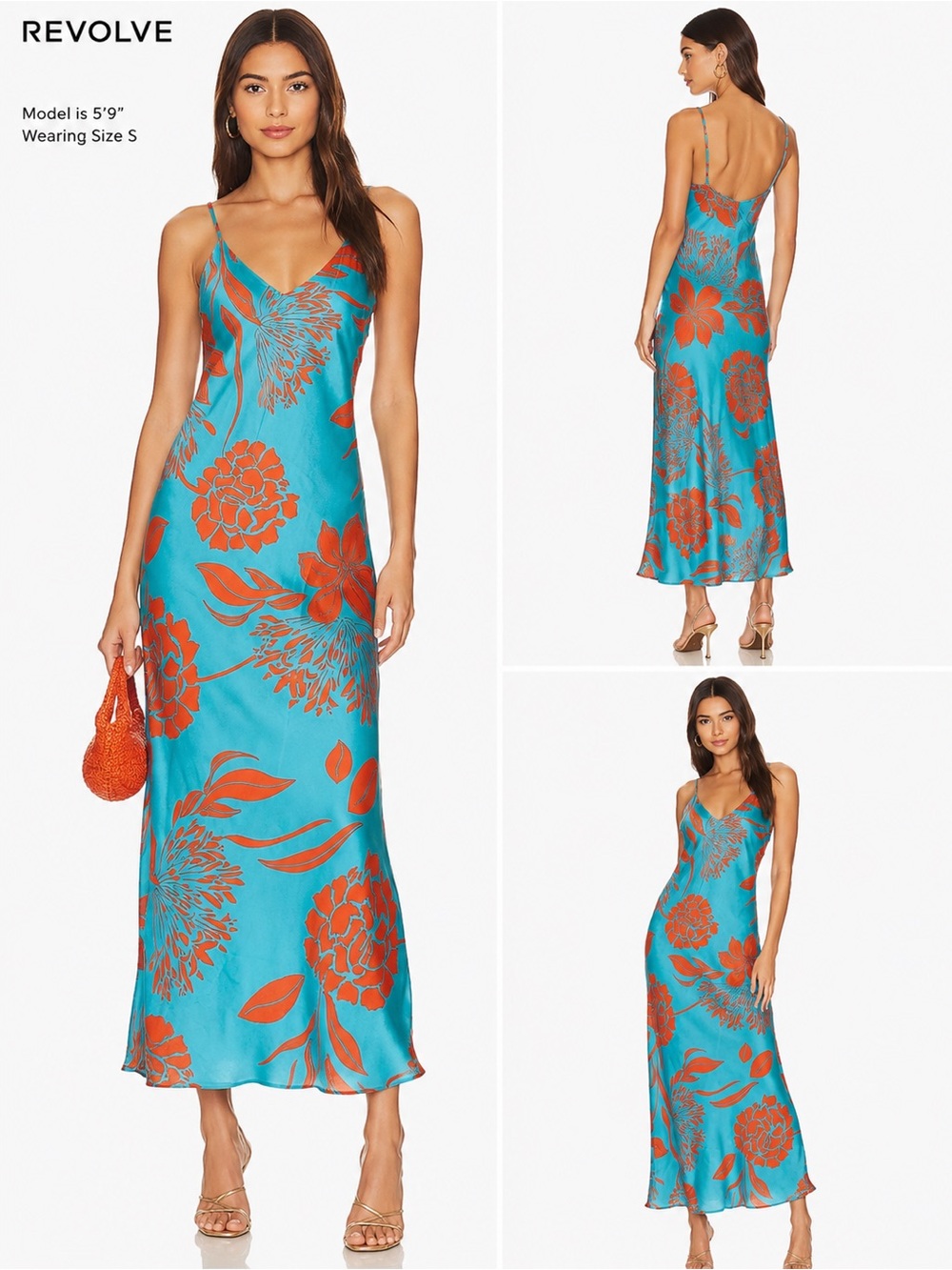 Tropical Floral Slip Maxi Dress – Turquoise & Coral - Picture 8 of 8